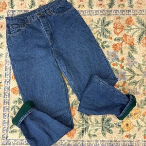 L.L. Bean vintage fleece lined jeans green Size 12 medium Wash High Waisted